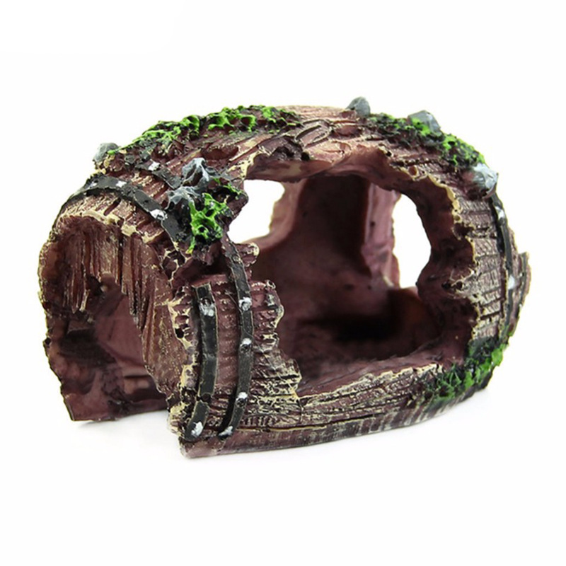 Aquarium Fish Only - Aquarium Artificial Barrel Cave Resin Ornaments