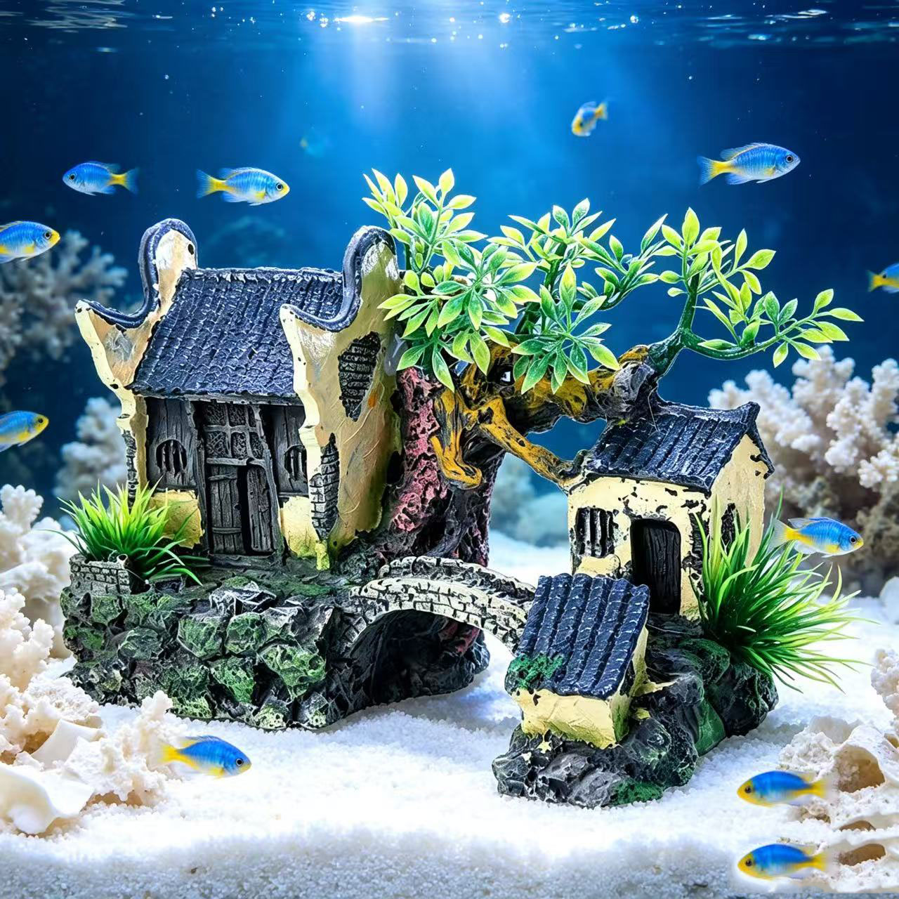 Fish Tank Artificial Landscape - Aquarium Fish Bridge ulasan dan harga