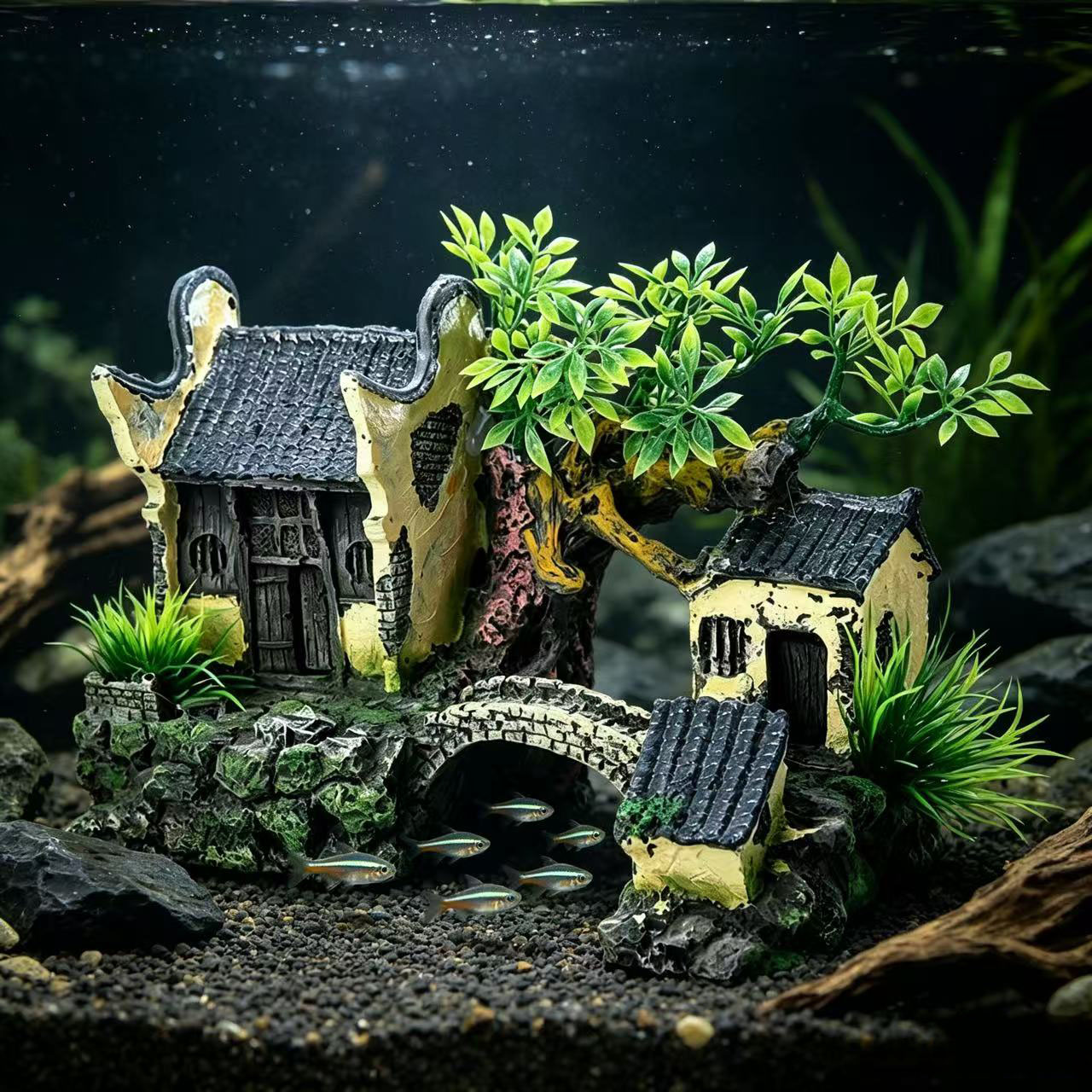Fish Tank Artificial Landscape - Aquarium Fish Bridge ulasan dan harga